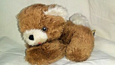 Vintage 1977 Gund Laying Brown Bear Rattles Plush Stuffed Animal