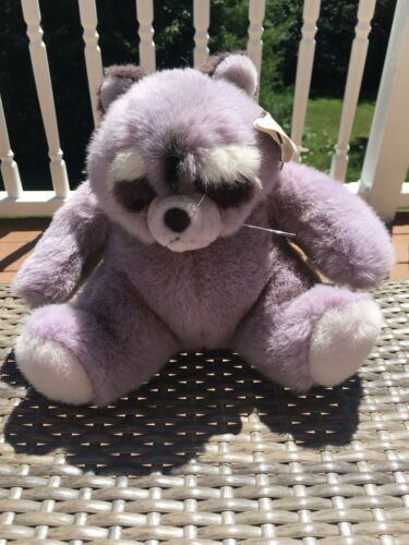 Vintage 1985 Gund BANDIT  Raccoon Plush Stuffed Animal Toy Purple