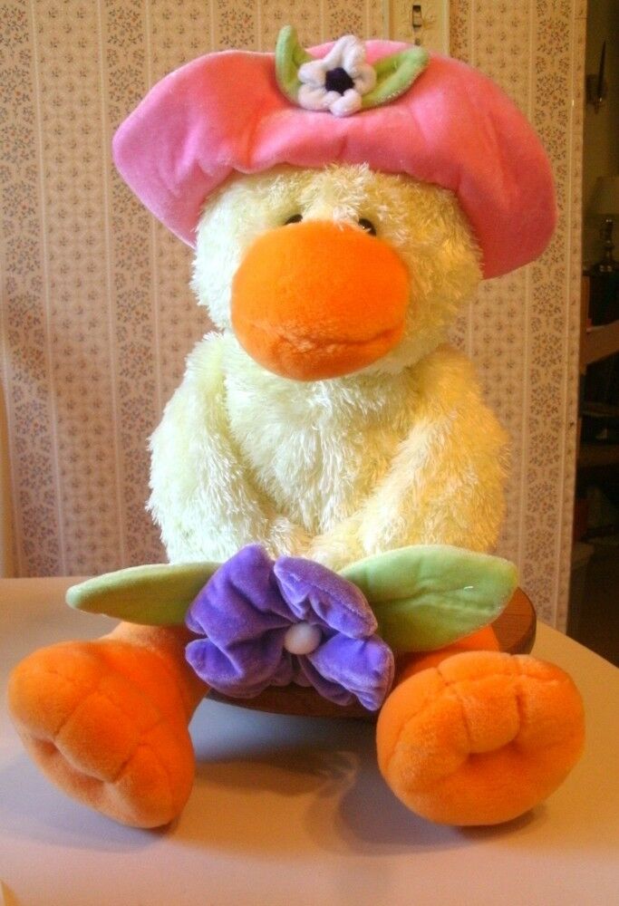 Gund Nursery Rhyme Duck Stuffed Animal Yellow Plush Hat 19 inch