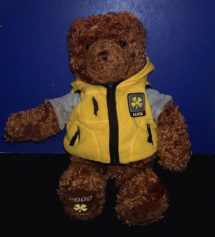 Gund Wish Luck Teddy Bear Stuffed Plush Yellow Hoodie Limited Edition 2000  26