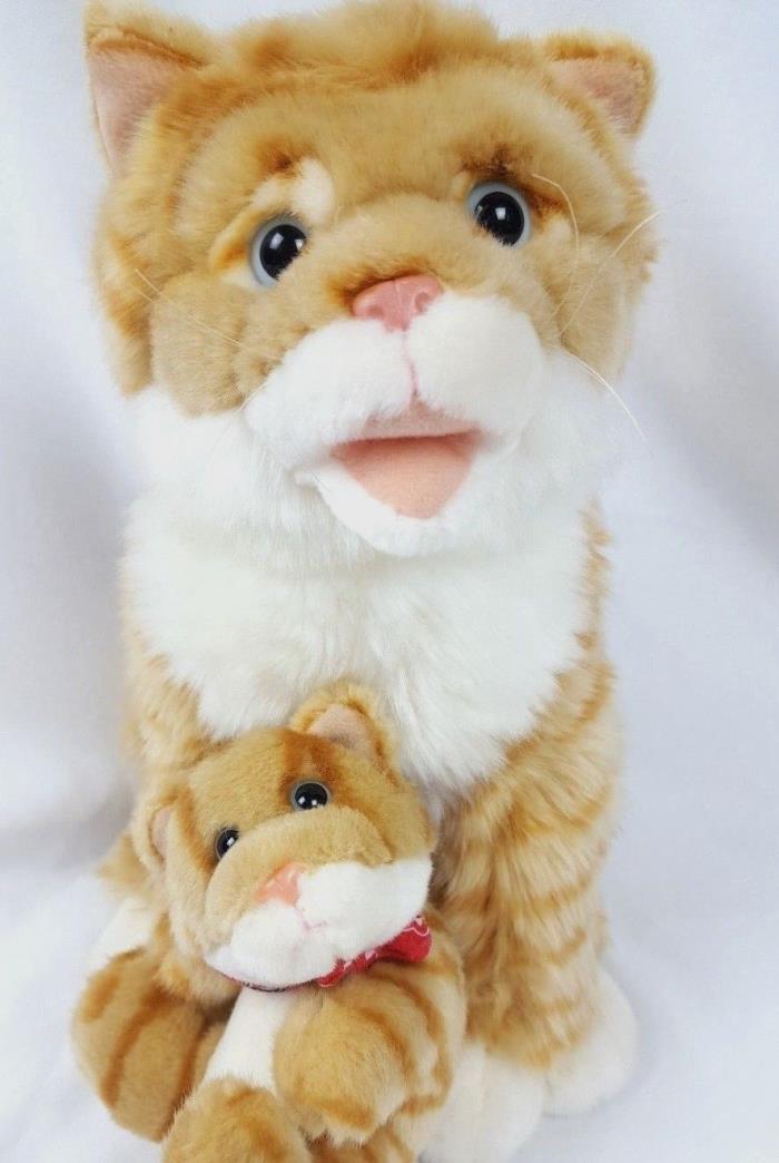 Leoseco,Fluffy Plush Toy Cat set-cute & cuddly - Cat and Kitten - gingery&white