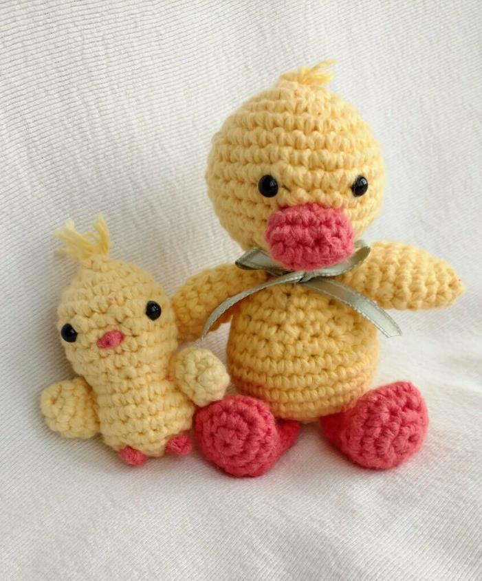 Easter Handmade Crochet Spring Duck and Baby Duck Toy Dolls