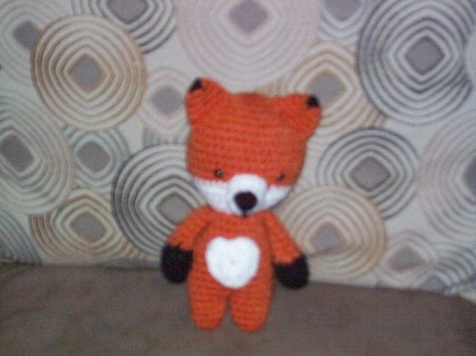 Adorable 7 in crochet Fox w/heart belly