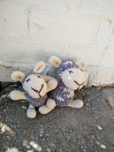 Crochet Sheep set of two Toys Handmade Stuffed Amigurumi Animals, Soft yarn