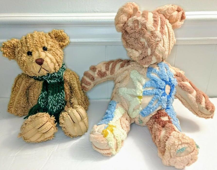 Lot of 2 Chenille Teddy Bears Bed Decor, 13