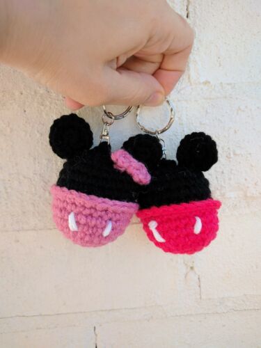 Mickey and Minnie Crochet  key chain Handmade