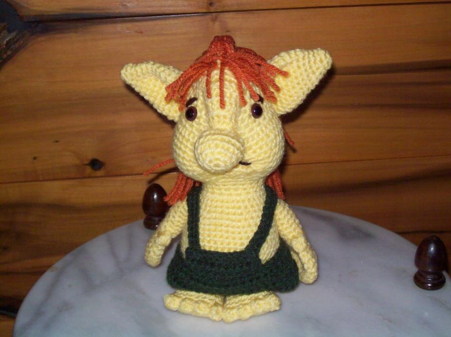 Adorable crochet 8 1/2 in yellow TROLL animal doll toy handmade