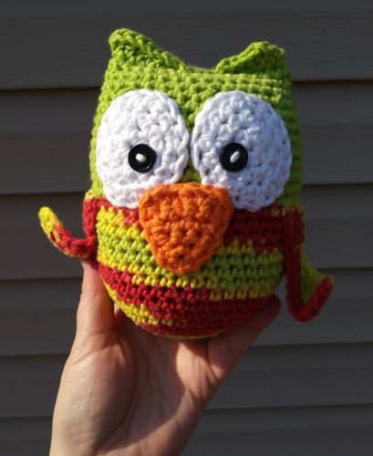 HANDMADE *LIME GREEN* owl Stuffed Animal cute Crochet Amigurumi gift