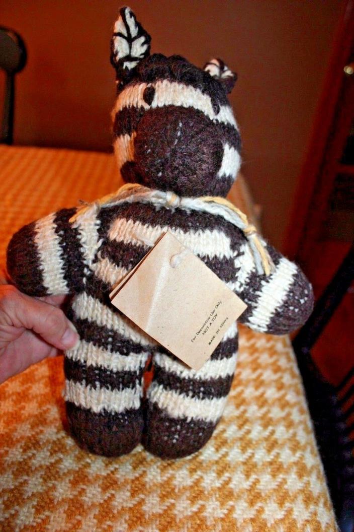 Kenana Knitter Critter Hand Knitted ZEBRA Kenya 100% wool NEW / tag Swazi