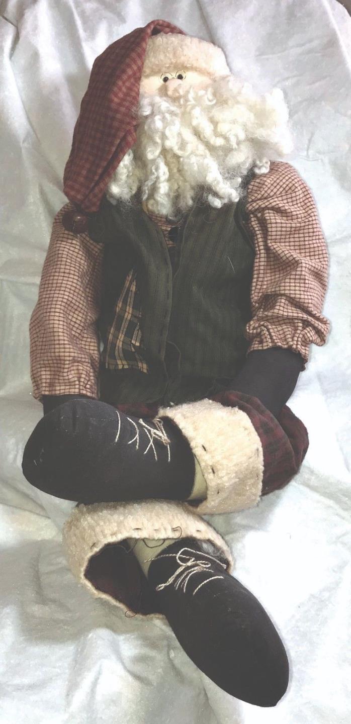 Santa Primitive Style Stuffed Fabric Doll 23