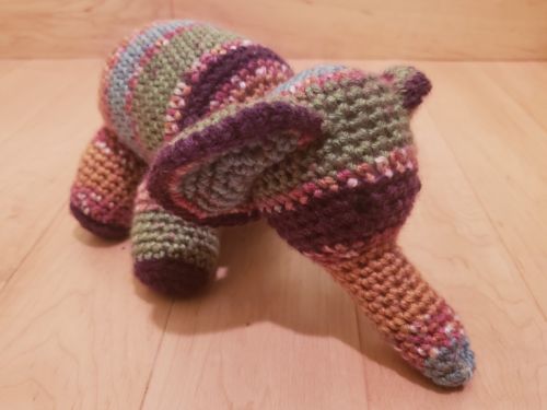 Crochet Rainbow Elephant Toy - Child Safe Eyes - All American Materials - Animal