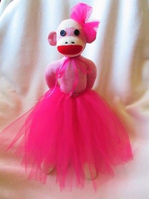 ?? Sock Monkey Ballerina Doll by Starlight Sock Monkeys Pink Tutu Handmade