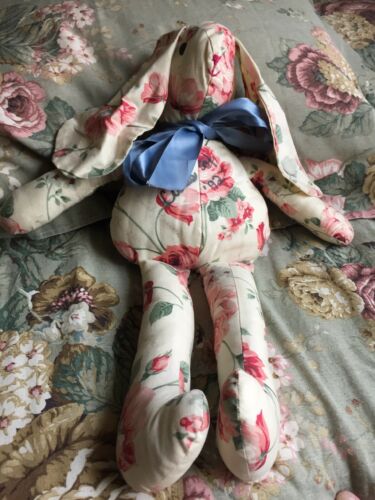 Stuffed Bunny - Hand Made W / Flower Pattern (12 Inches)