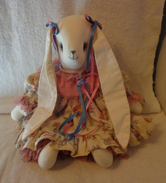 Vintage Beautiful Handmade Stuffed Bunny Rabbit~~ Made in America 16