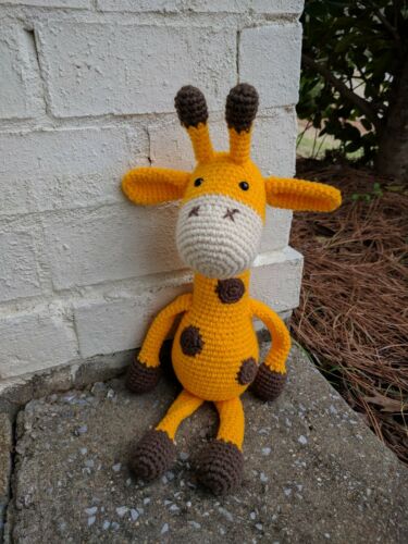 Crochet Giraffe Yellow/Brown Handmade Stuffed Toy Amigurumi Animals Giraffe