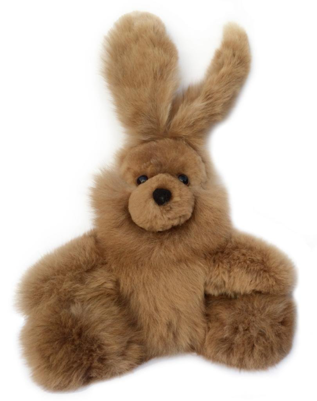 Baby Alpaca Fur Sitting Floppy Eared Bunny - Hand Made 9 Inch Honey