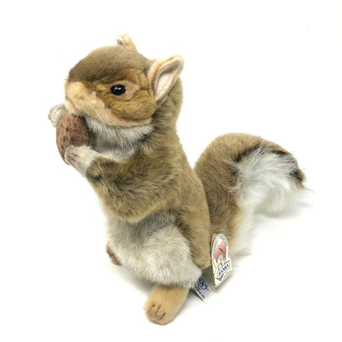 Hansa Red Squirrel Holding Nut Plush Realistic Stuffed Animal Toy with Tags 22cm
