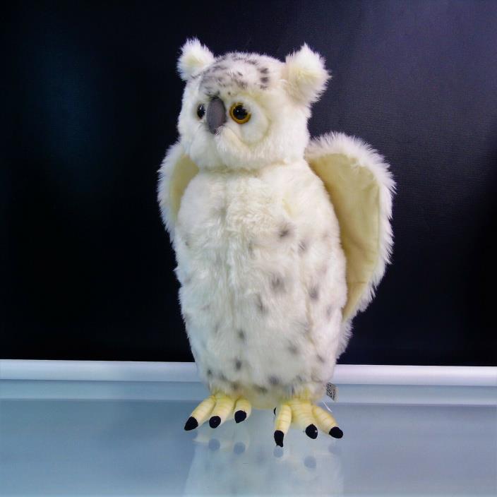 Hansa White Snow Owl Moving Head Plush Toy Life Like Stuffed Animal 16 Inch Tall