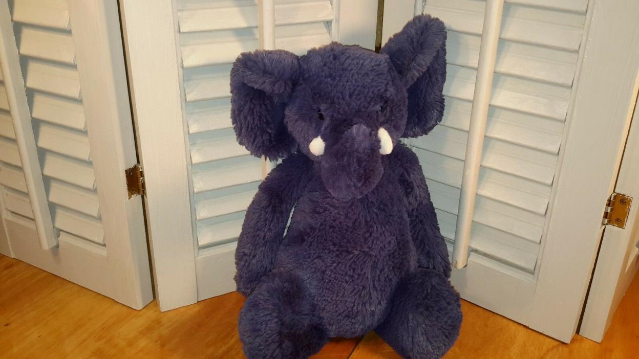 Jellycat London Elephant Bashful Blue Soft Floppy Plush Stuffed Animal  12