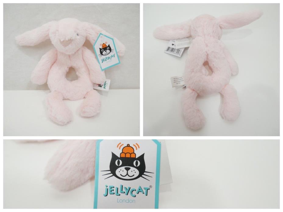 JellyCat Pink Rabbit Bashful Bunny Ring Rattle 6 Inches 6