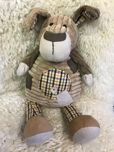 Jellycat Tan Brown Cordy Roy Plaid Puppy Dog Corduroy Patches Plush 15