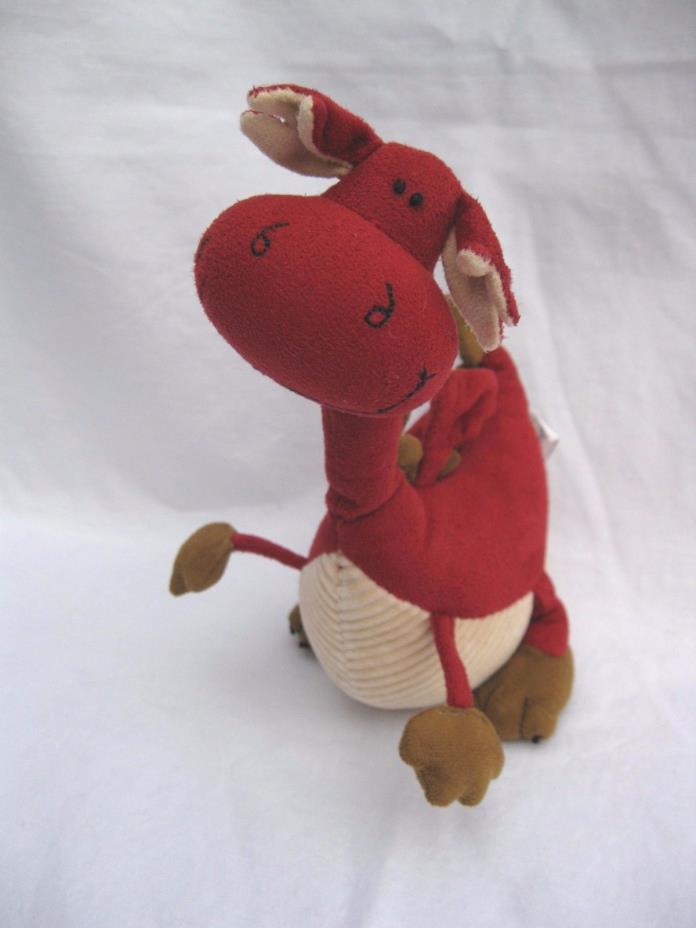 Jellycat Rockabellie Dragon Red Cream Suede Corduroy Stuffed Animal 7.5