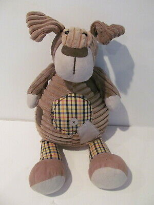 Jellycat plush puppy dog tan & brown corduroy Cordy Roy Plaid patchwork