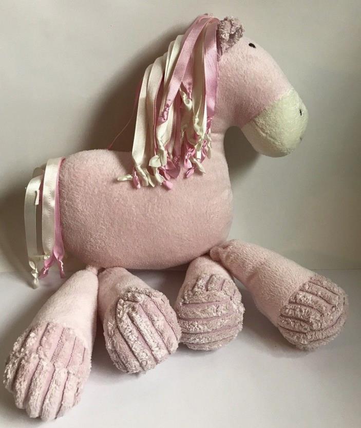 Jellycat Baby Rattle Light Pink Horse Pony with Ribbon Hair  10