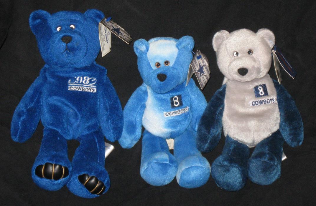 Limited Treasures 3 Troy Aikman Bears 22281 & 30972 of 72000 and 1 Misc Bear