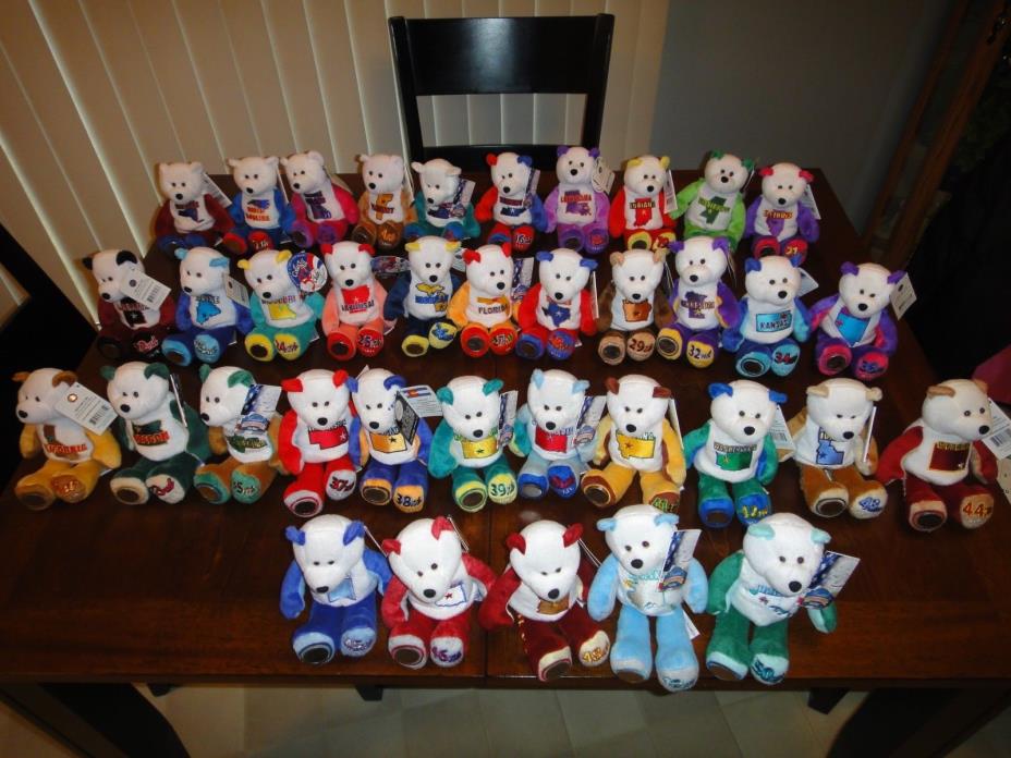 Lot 37 STATE QUARTER COIN BEARS by LIMITED TREASURES Quarter Beanie Bears NEW