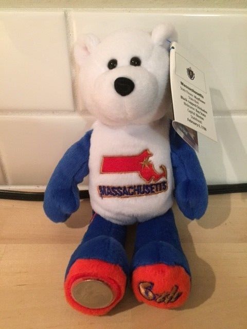 50 States quarter coin bear MASSACHUSETTS #6 Limited Treasures beanie bear