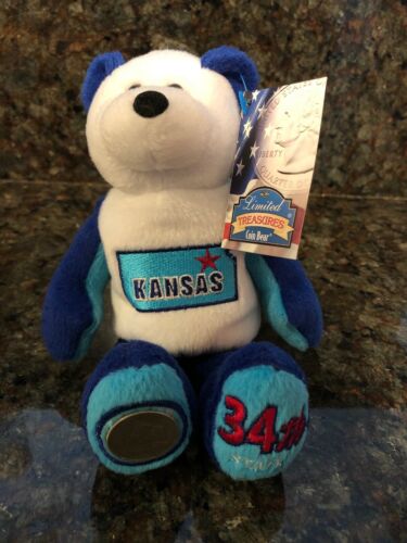 Limited Treasures State Quarters Coin Teddy Bear Kansas #34