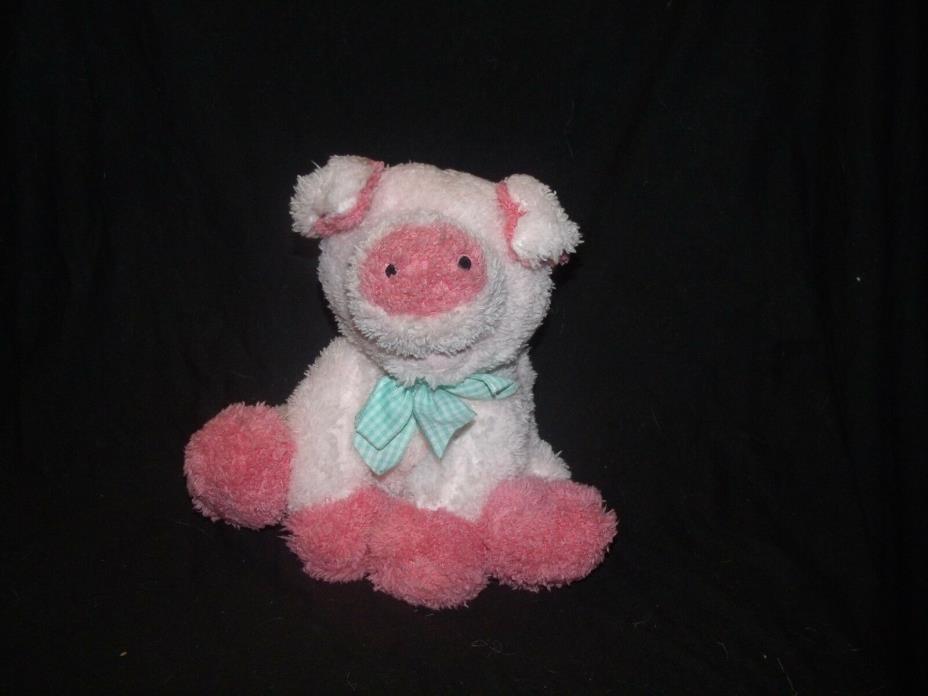 Melissa & Doug Pink Pig Aqua Gingham Ribbon Oink Sound Plush Toy 8