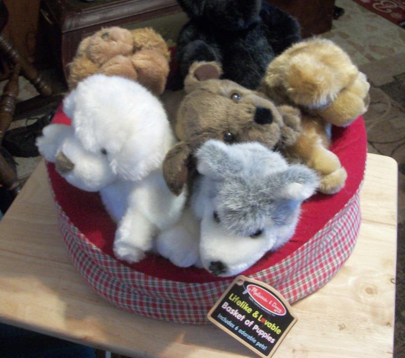 MELISSA & DOUG LIFELIKE & LOVEABLE BASKET OF PUPPIES