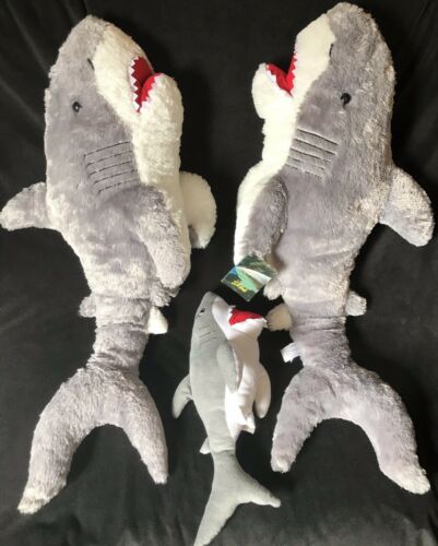 Fiesta Plush Great White Sharks Jumbo 33” & 15” Mix Lot Of 3 Stuffed Animal Toys