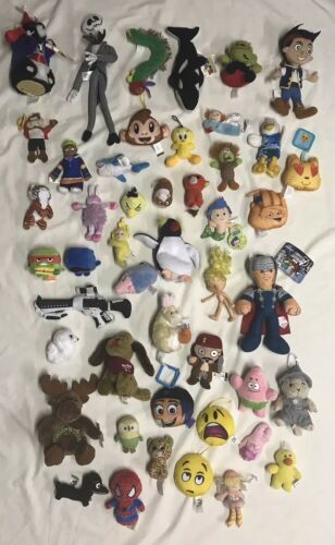 Mixed Lot Of 60 Stuffed Plush Toys Figures TY Angry Birds Marvel PETS Emojis