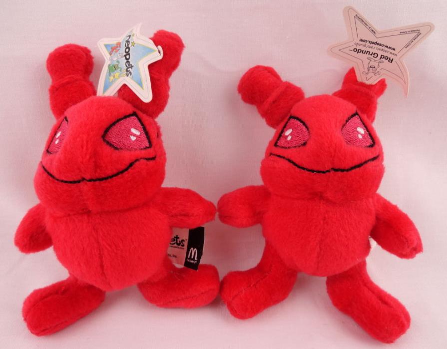 Neopets Mcdonalds Red Grundo Lot of 2 with tags 2004