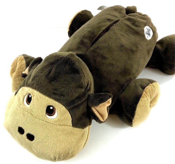 Stuffies Scout Brown Plush Monkey Pillow Stuffed Toy 7 Hidden Pockets 21