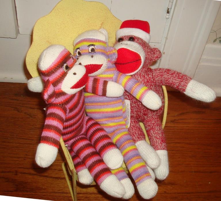 3 Sock Monkey Monkeys - Each 10
