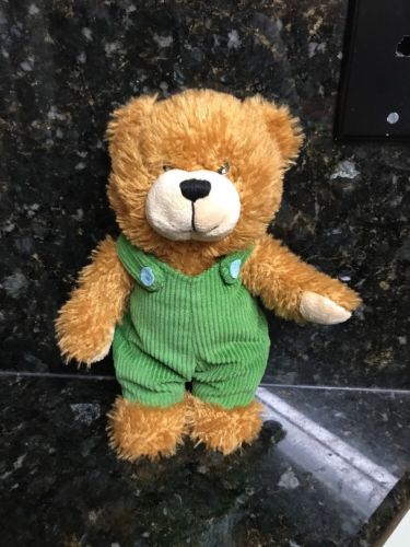 YOTTOY CORDUROY TEDDY  BEAR GREEN OVERALLS  LOVEY PLUSH 10