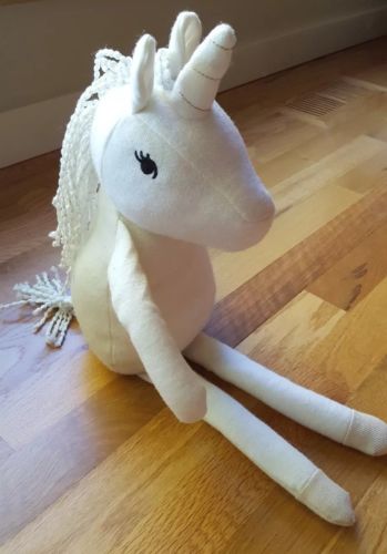NEW Pillowfort White Cream Unicorn Knit Glitter Plush Stuffed Animal Target 20