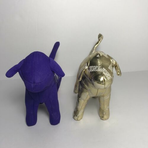 Victorias Secret PINK Lot of 2 Dogs - 2014 Limited Edition Gold & 1986 Purple