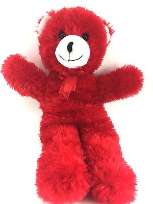KELLYTOY RED BEAR STUFFED ANIMAL WITH RED RIBBON BOW 17