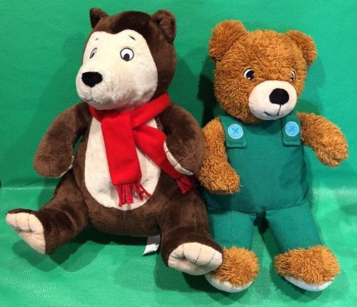2 Khol’s Cares Bear You Can Do It Sam Red Scarf & Corduroy Green Overalls Plush