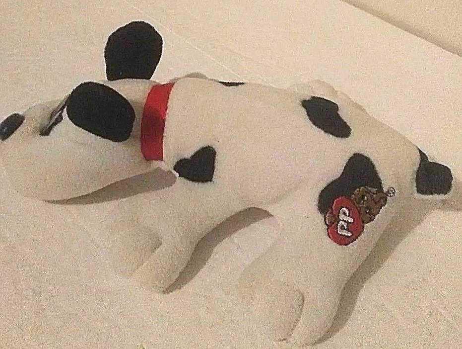 Vintage 1986 Spotted Pound Puppy Tonka Toy Black White Plush 8