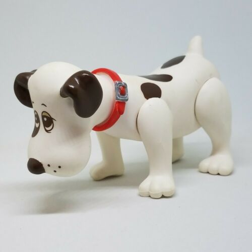 Vintage Pound Puppies Poseable Figure White Brown Spotted Puppy Dog 1986 Tonka