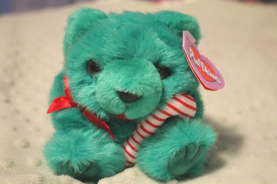 Puffkins (Swibco) Bean Bag Christmas 'Jingles' Green Bear-NWT