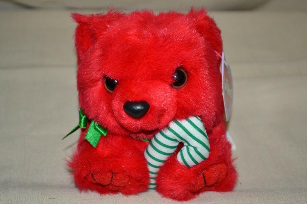 Swibco Puffkins Plush Limited Edition Jangles Red Bear With Candycane
