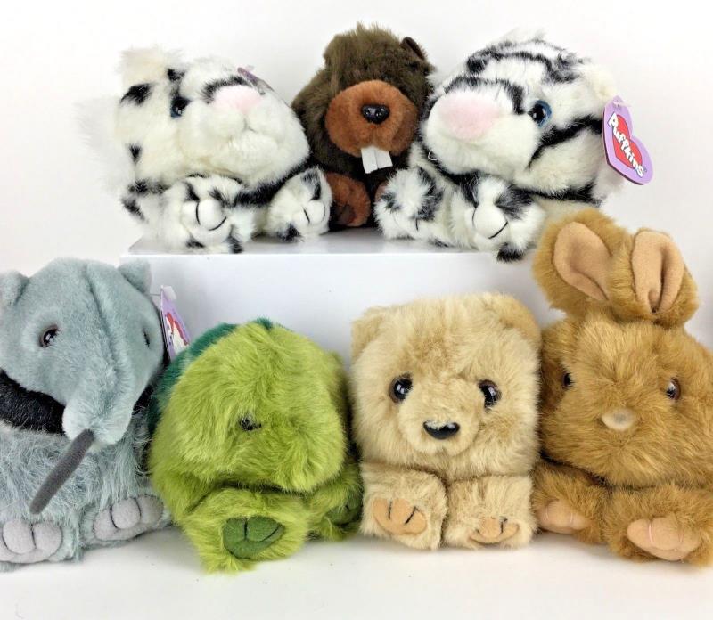 Lot 7 Puffkins Stuffed Toy Plush Bunny Tasha Tiger Antsy Bear Retired Child Gift