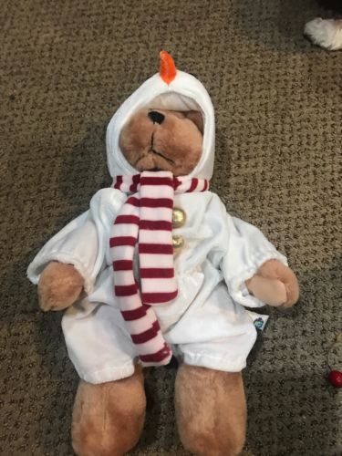 Teddy Bear Dess As Snowman 14”